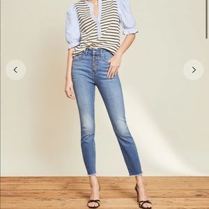 Veronica Beard Debbi Ankle Jeans w/ Button Fly in Cornflower sz 26 fits like 24